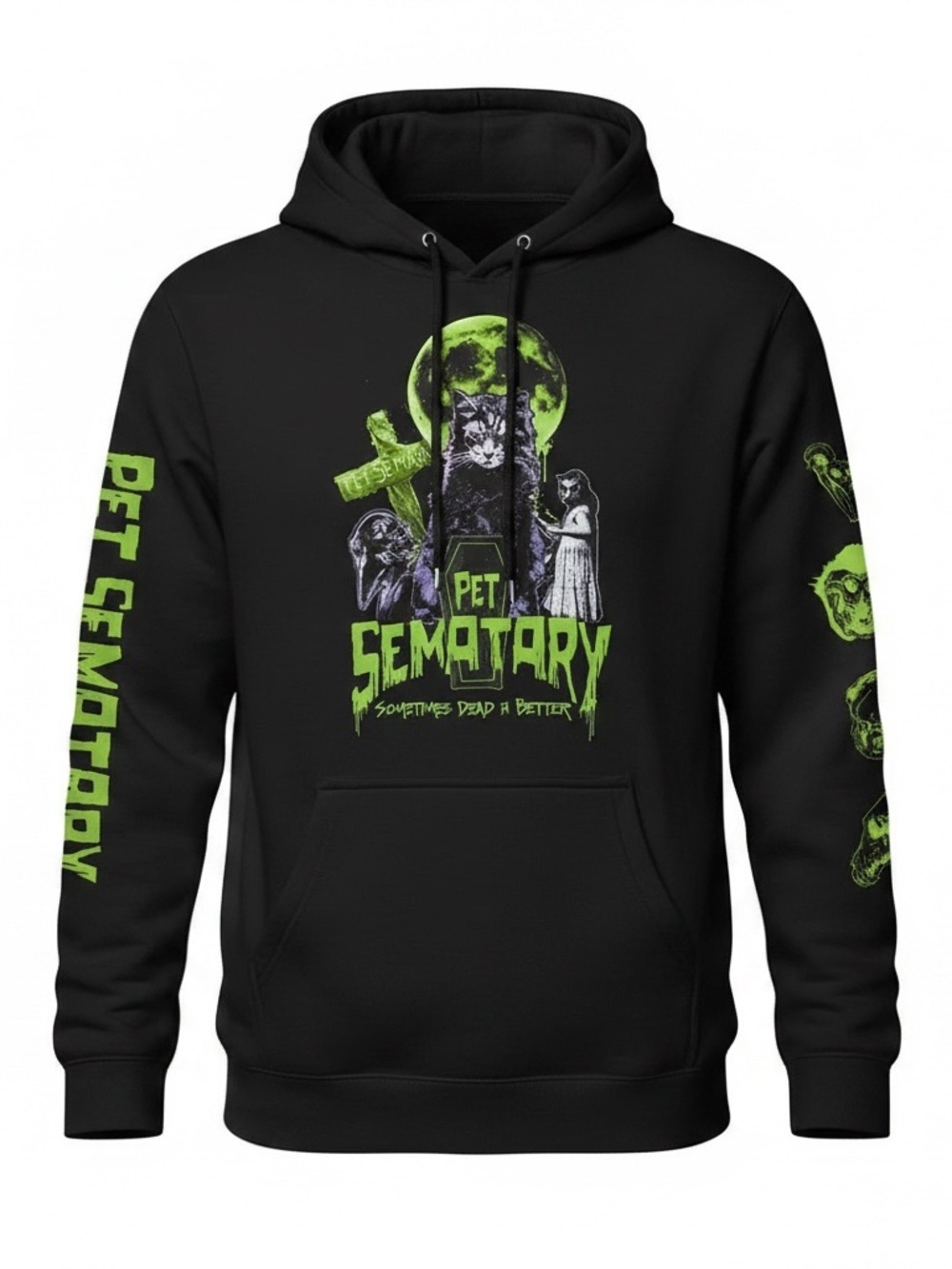 Pet Sematary Black & Neon Green Graphic Hoodie